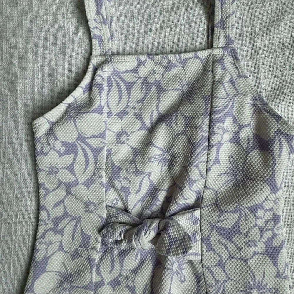 Wonder Nation Floral One Piece Swimsuit Hawaiian Purple White Swim SZ 10-12